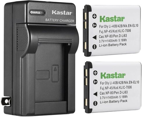 استبدال بطارية Kastar 3-Pack CNP80 وشاحن حائط تيار متردد لبطارية Casio NP-80 NP-82 NP80 NP82 CNP-80 CNP-82، شاحن Casio BC-80L BC-81L BC80L BC81L in Saudi Arabia