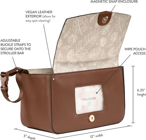 TWELVElittle Stroller Organizer Peek A Boo Stroller Caddy 2.0, Travel Caddy with Wipes Case in Vegan Leather, Black in Saudi Arabia