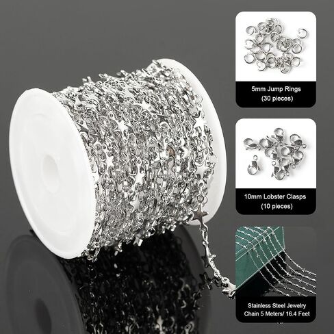 UMAOKANG 5 Meters Stainless Steel Jewelry Chain for Jewelry Making Lip Bead Link Chain Women Necklace Bracelet DIY Jewelry Chain Roll in Saudi Arabia