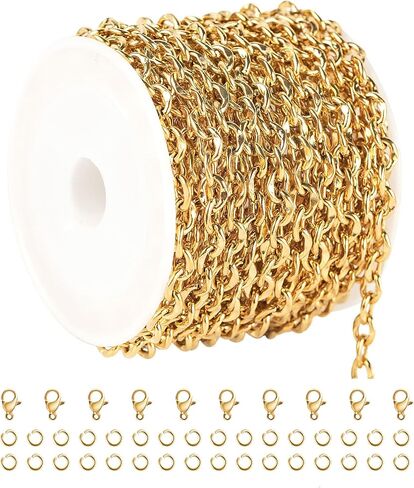 UMAOKANG 5 Meters Stainless Steel Jewelry Chain for Jewelry Making Lip Bead Link Chain Women Necklace Bracelet DIY Jewelry Chain Roll in Saudi Arabia