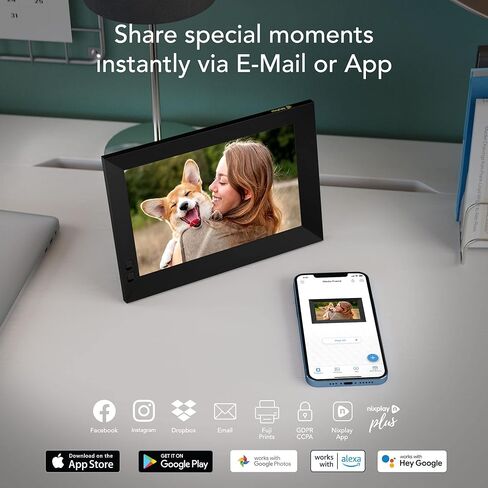 إطار صورة رقمي Nixplay Seed مقاس 8 بوصة بتقنية WiFi (أزرق) - شارك اللحظات على الفور عبر التطبيق أو البريد الإلكتروني in Kuwait