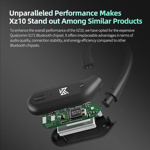 محول لاسلكي KZ XZ10 True لسماعات الرأس داخل الأذن، وملاءمة آمنة لخطاف الأذن، وبلوتوث 5.3 يدعم برنامج الترميز التكيفي aptX، وعمر بطارية طويل 72 ساعة مع علبة شحن، والتحكم بنقرة واحدة in Kuwait