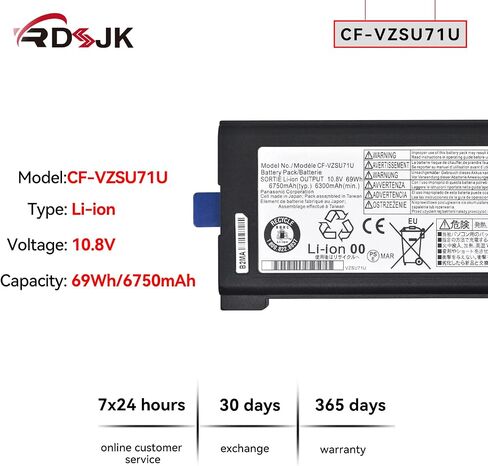 CF-VZSU71U VZSU71U Laptop Battery for Panasonic Toughbook CF-30 CF-31 CF-53 CF30 CF31 CF53 CF-VZSU72U CF-VZSU1430U CF-VZSU46 CFVZSU46U CF-VZSU46U CF-VZSU46S CF-VZSU46R CF-VZSU46AU CFVZSU71U 10.8V 69Wh in Saudi Arabia