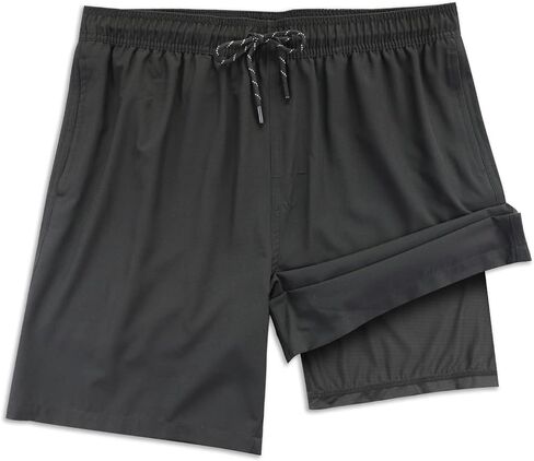 7" Mens Compression Swim Shorts,Men Bathing Suit with Boxer Brief Liner with air Holes 20.5" Outseam(Red,X-Large) in Kuwait