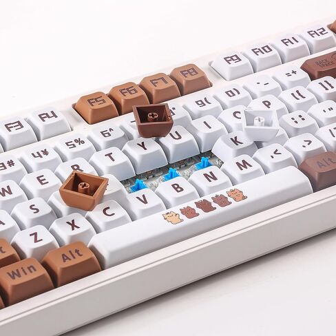 مجموعة أغطية مفاتيح PBT Cat Coffee، 129 مفتاح XDA Keycap، غطاء مفاتيح بديل للوحة المفاتيح الميكانيكية لطيف وشخصي، غطاء مفاتيح صبغ التسامي (القهوة والأبيض) in Saudi Arabia