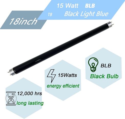 Goandwin 2 Pack 18 inch F15T8/BL 350BL Replacement Black Light Blue Bulbs, F15W T8 BL Linear Fluorescent Lamps in Saudi Arabia