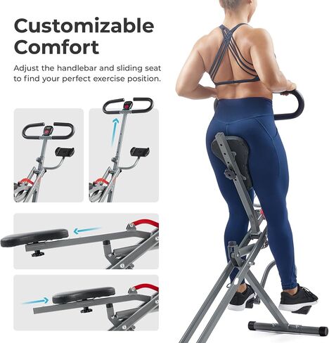 Sunny Health & Fitness Row-N-Ride PRO، جهاز لياقة بدنية كامل الجسم مع أشرطة مقاومة، إعداد سهل وقابل للطي لتمارين التجديف والغلوت والساق، اتصال تطبيق SunnyFit الاختياري in Kuwait