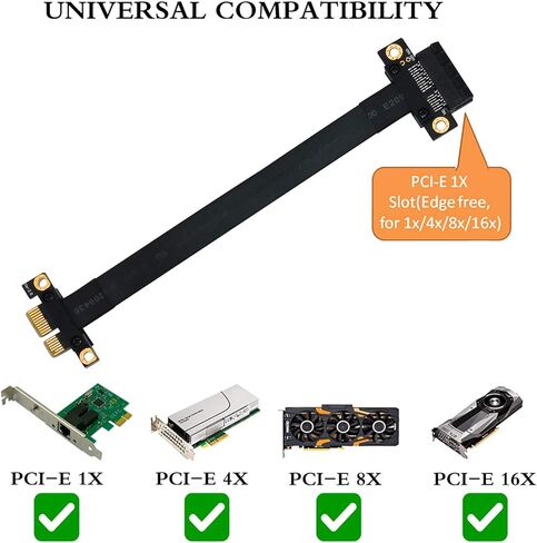 PCI-E Riser PCI-E x1 تمديد كابل Pcie تمديد تمديد كابلات محول منفذ (20 سنتيمتر 180 درجة)-نسخة الترقية in Kuwait