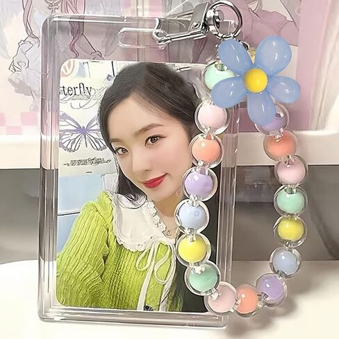 Acrylic Photocard Holder Keychain Photo Card Holders 3 Inch ID Badge Holder Bus Card Credit ID Bank Card Holder (Square White) in Saudi Arabia