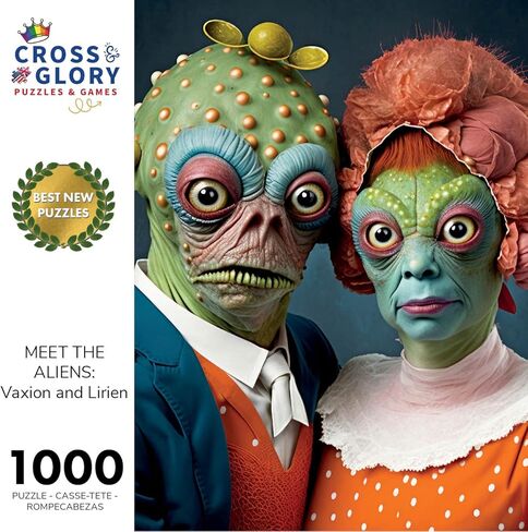 Meet The Aliens: Zorin and Etrax - Unique 1000 Piece Jigsaw Puzzle with Alien Couple Artwork, from Cross & Glory's Meet The Aliens Series in Saudi Arabia