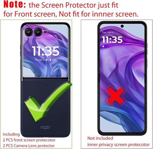[2 +2 Pack for Motorola Razr 50/ Moto Razr 2024 Front Screen Protector and Camera Lens Protector, Flexible Film 3D Touch 9H Hardness Case Friendly. in Kuwait