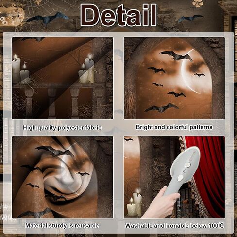 Avezano Halloween Photography Backdrop Magical Broom Vampires Medieval Castle Background Spooky Witch Bats Mid Century Vintage Child Kids Photoshoot Photo Studio Booth Decorations (Orange, 7x5ft) in Saudi Arabia