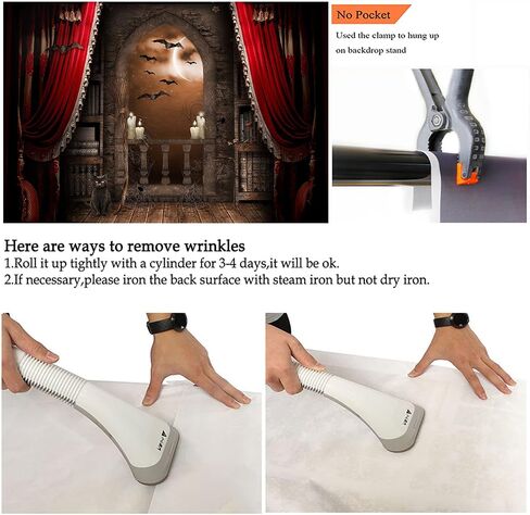 Avezano Halloween Photography Backdrop Magical Broom Vampires Medieval Castle Background Spooky Witch Bats Mid Century Vintage Child Kids Photoshoot Photo Studio Booth Decorations (Orange, 7x5ft) in Saudi Arabia