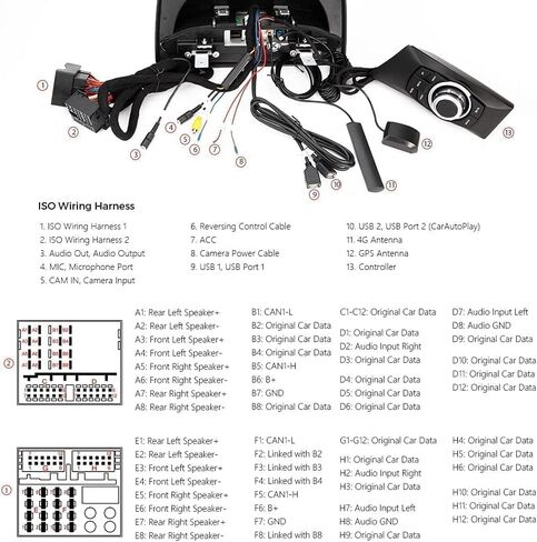شاشة راديو تلقائي Carplay Android 13 لاسلكية لسيارات BMW 1 Series E81 E82 E87 E88 2006-2012 بدون وحدة عرض أصلية وصوت ستيريو ومشغل وسائط متعددة ونظام تحديد المواقع in Kuwait
