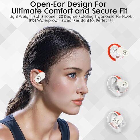 Open-Ear Headphones, Wireless Bluetooth 5.3 Earbuds, Comfort and Stable Fit, 16.2mm Drivers, Clear Calls, Sweat Proof, 30H Playtime, Compatible with iPhone & Android (Grey-Black) in Saudi Arabia
