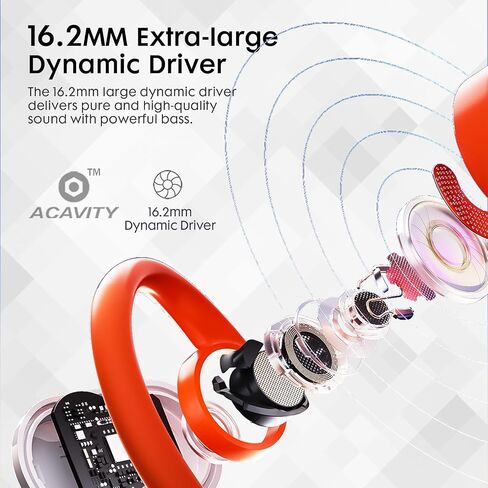 Open-Ear Headphones, Wireless Bluetooth 5.3 Earbuds, Comfort and Stable Fit, 16.2mm Drivers, Clear Calls, Sweat Proof, 30H Playtime, Compatible with iPhone & Android (Grey-Black) in Saudi Arabia