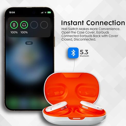 Open-Ear Headphones, Wireless Bluetooth 5.3 Earbuds, Comfort and Stable Fit, 16.2mm Drivers, Clear Calls, Sweat Proof, 30H Playtime, Compatible with iPhone & Android (Grey-Black) in Saudi Arabia