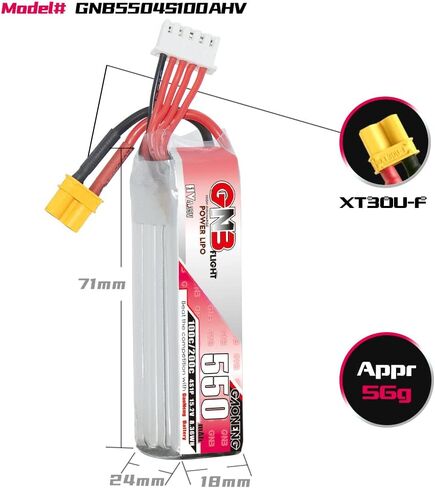 GAONENG GNB 4S 15.2V HV 450mAh 80C XT30 Long Type LiPo Battery for Cinewhoop FPV Racing Drone Mini Micro FPV1.6 to 2.5 inches Propeller Drone in Saudi Arabia