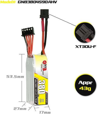 GAONENG GNB 4S 15.2V HV 450mAh 80C XT30 Long Type LiPo Battery for Cinewhoop FPV Racing Drone Mini Micro FPV1.6 to 2.5 inches Propeller Drone in Saudi Arabia