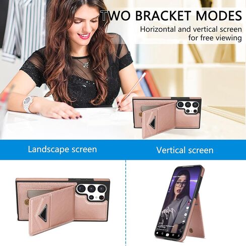 Asuwish Phone Case for Samsung Galaxy S22 Ultra 5G Wallet Cover with Tempered Glass Screen Protector RFID Slim Credit Card Holder Slot Stand Cell S22ultra 22S S 22 S22ultra5g 6.8 Women Men Rose Gold in Saudi Arabia