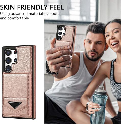 Asuwish Phone Case for Samsung Galaxy S22 Ultra 5G Wallet Cover with Tempered Glass Screen Protector RFID Slim Credit Card Holder Slot Stand Cell S22ultra 22S S 22 S22ultra5g 6.8 Women Men Rose Gold in Saudi Arabia