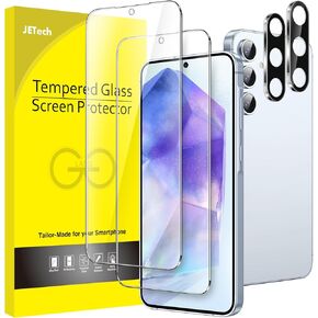 JETech Screen Protector for Samsung Galaxy A55 5G 6.6-Inch with Camera Lens Protector, 9H Tempered Glass Film, HD Clear, 2-Pack Each