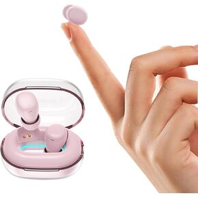 Pink Invisible Tiny Mini Small Earbuds Wireless Bluetooth Low Profile Smallest Micro Discreet Hidden Earbuds for Small Ear Canals Disguised Sleep Ear Buds Spy Secret Headphones Earphones for Work