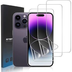 3 Pack Hydrogel Film Screen Protector for iPhone 14, Transparent Soft TPU Screen Protector for iPhone 14 6.1", Anti-Bubble, Scratch Resistant, Easy Installation, Case Friendly