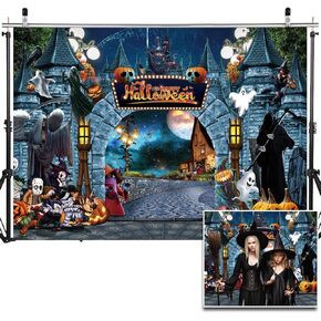 10X8FT Halloween Backdrops Terror Magic Castle Backdrop Photography Night Death Devil Fabric Backdrop Halloween Happy Party Banner Children Halloween Photo Background DH-702