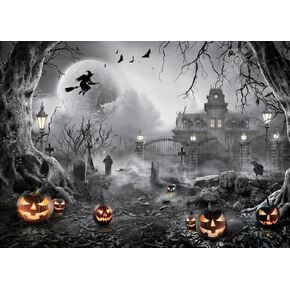 SJOLOON Halloween Backdrop Horror Backdrop Halloween Photo Backdrop for Halloween Party Decoration Banner 12644 (7x5FT)