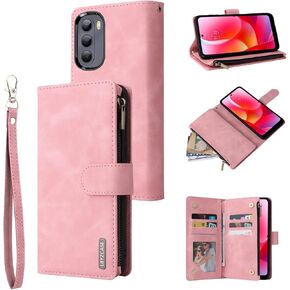 LBYZCASE for Moto G Stylus |2022| 4G Case with Card Holder,Durable Luxury Magnetic Folio Flip Leather Zipper Pocket Wrist Strap Kickstand Women Men for Motorola Moto G Stylus(2022) 4G,Blue