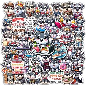 Pack 50 PCS Schnauzer Dog Stickers Print Animal Cartoon Waterproof Vinyl Decals Cute Items for Adults Kids Teens Pet Owner Decor Laptop Phone Case Water Bottles Helmet Journal