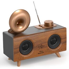 Retro Bluetooth Speaker Retro Radio FM Radio Classic Retro Wood Table Radio 5.3 Bluetooth Speakers Support USB TF Card AUX Player, Rechargeable Portable Wireless Speakers for Home Office Outdoor