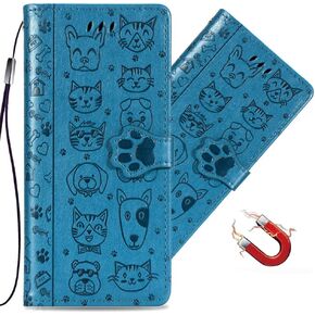 Case for Moto G Power 5G 2024 Wallet Case for Women with Card Holder Embossed Cute Flip PU Leather Magnetic Protective Cover with Lanyard for Motorola G Power 5G 2024 Animals Purple SD4