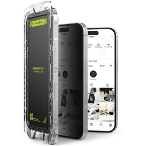 Ringke Easy Slide Privacy Tempered Glass [Anti Spy] Compatible with iPhone 16 Pro Screen Protector, Easy to Install Case Friendly Privacy Screen Protector - 2 Pack