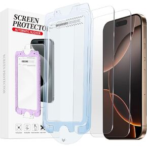 LFGKMZ 2 Pack Compatible with iPhone 16 Pro Screen Protector 6.3" Tempered Glass [Military Grade Shatterproof],Auto Install,Ultra HD,9H Hardness,Zero Bubble