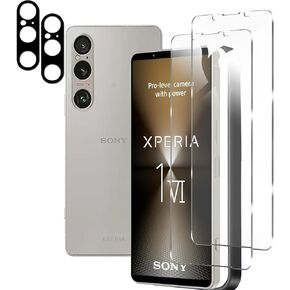 [2+2+1 Pack] for sony xperia 1 vi Screen Protector Tempered Glass with Camera Lens Protector for Xperia 1 VI, [Case Friendly] HD Clear 9H Hardness Bubble Free
