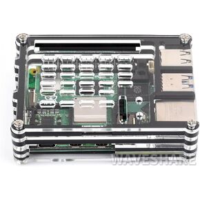 Transparent and Black Acrylic Case for Raspberry Pi 5, Pi 5 Case, Supports Installing Official Active Cooler (Not Included)