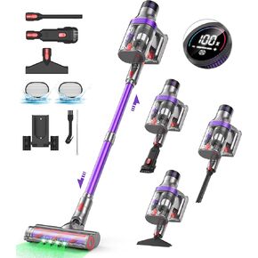 Cordless Vacuum Cleaner, 530W/38Kpa Stick Vacuum Cleaner with 2 Dust Cups Design, 8 in 1 Vacuum Cleaner Pet Hair with OLED Touch Screen for Home/Pet Hair/Carpet/Hard Floor/Car Cleaning