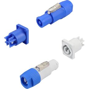 PNGKNYOCN PowerCON Cable Connector,3 Pin 20A 250V AC Quick Lock Aviation Connector Professional Power Cable Plug White Output and Blue Input（2 Pairs）