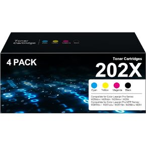 202X Toner Cartridges High-Yield - 4-Pack Black, Cyan, Magenta, Yellow for HP 202A Toner Cartridges Works with HP Color Laserjet Pro M254 MFP M281 Series, M281fdw M254dw, CF500X