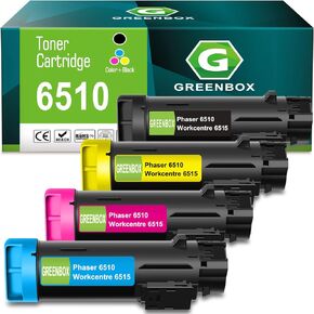 GREENBOX WorkCentre 6515 Phaser 6510 Compatible Toner Cartridge Replacement for Xerox 6515 106R03480 106R03477 106R03478 106R03479 for Xerox Phaser 6510, WorkCentre 6515 Printers Ink (1BK/C/Y/M)
