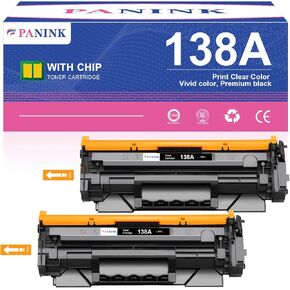 138A Black Toner Cartridge Replacement for HP 138A W1380A 138X W1380X Black Toner Cartridge Compatible with HP Pro 3001dw 3001fdw MFP 3101fdw Printer(2 Pack,with Chip)