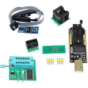 KOOBOOK 1Set CH341A 24 25 Series EEPROM Flash BIOS USB Programmer+SOIC8 SOP8 Test Clip+SPI Flash 1.8V Adapter+SOP8 SOIC8 to DIP8 Adapter Socket Converter