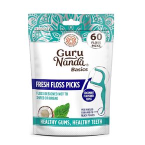 GuruNanda Dental Mint Floss Picks - Non- Shred Thread with Angled Pick for Effective Plaque Removal - Dentist Recommened - Travel Friendly for Adults & Kids - 100 Pack
