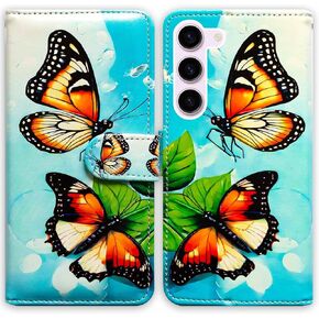 RFID Blocking Case for Galaxy S23 FE,Tyrannosaurus Dinosaur Leather Flip Phone Case Wallet Cover with Card Slot Holder Kickstand for Samsung Galaxy S23 FE