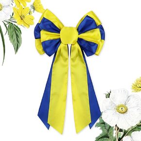 Large Spring Blue Yellow Satin Bow for Summer Wreath Bows Front Door Farmhouse Craft Ukraine Flag Tree Topper Bow for Ukrainian Fundraising Events Memorials Birthday Party Decor