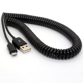 Coiled USB to Micro USB Cable Spring Spiral USB 2.0 Male to Micro B Male Connector Data Synchronize and Charging Data Extension Cord (3M/9.8Ft)