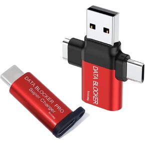 Data Blocker, 4-in-1 Universal USB Data Blocker, Protection from Illegal Downloading, Hacking Proof 100% Guaranteed, for iPhone 15 and Any USB Device Charging. 2-Pack (red 2-Pack)