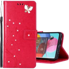 متوافق مع حافظة سامسونج جالاكسي S21 اللامعة مع حامل البطاقات، حافظة هاتف بمحفظة قلابة للنساء، حافظة واقية مضادة للصدمات على شكل فراشة كريستالية لهاتف سامسونج جالاكسي S21 5G، ذهبي وردي GY in Kuwait